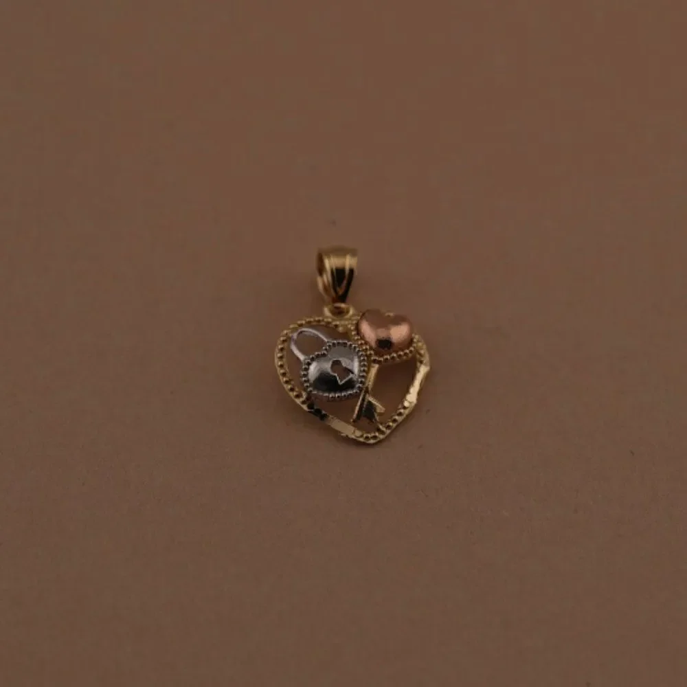14k Solid Gold Heart Pendant | Key & Lock Charm | Birthday Gift | Love Jewelry |